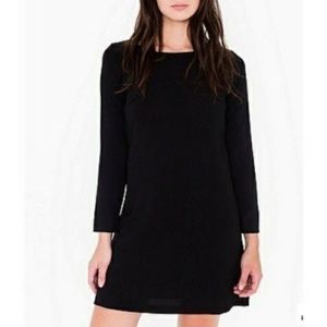 American Apparel Black Crepe Long Sleeve Shift Dress